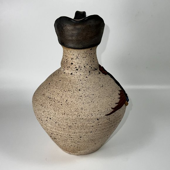 Studio Stoneware Art Pottery Pitcher Applied Design Collectible Marked Israel - Picture 3 of 12